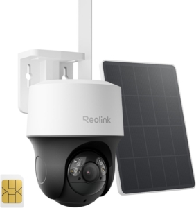 Reolink 4G LTE Kamera Solar Outdoor Akku, Automatische Verfolgung, 360° PT Überwachungskamera mit SIM Karte (eingebaut), 2K 4MP, Farbige Nachtsicht, KI Erkennung, bis zu 512 GB, Go PT S Lite